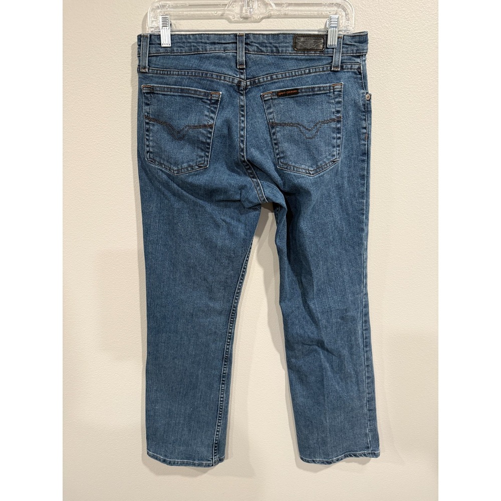 Harley Davidson Straight Jeans Women's 8 Petite Blue Denim Stretch Medium‎ Wash - Picture 2 of 11